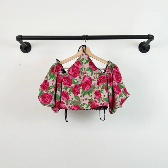 NWT Anthropologie Frida Off Shoulder Floral Halter Top in Rose Combo, XXS - Picture 5 of 13